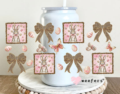 UV DTF Cup Wrap – Rose Gold Bunnies and Bows - Weefers Exclusive 16oz Glass Can Generic Weefers