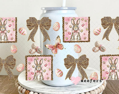 UV DTF Cup Wrap – Rose Gold Bunnies and Bows - Weefers Exclusive 16oz Glass Can Generic Cup Wrap Weefers