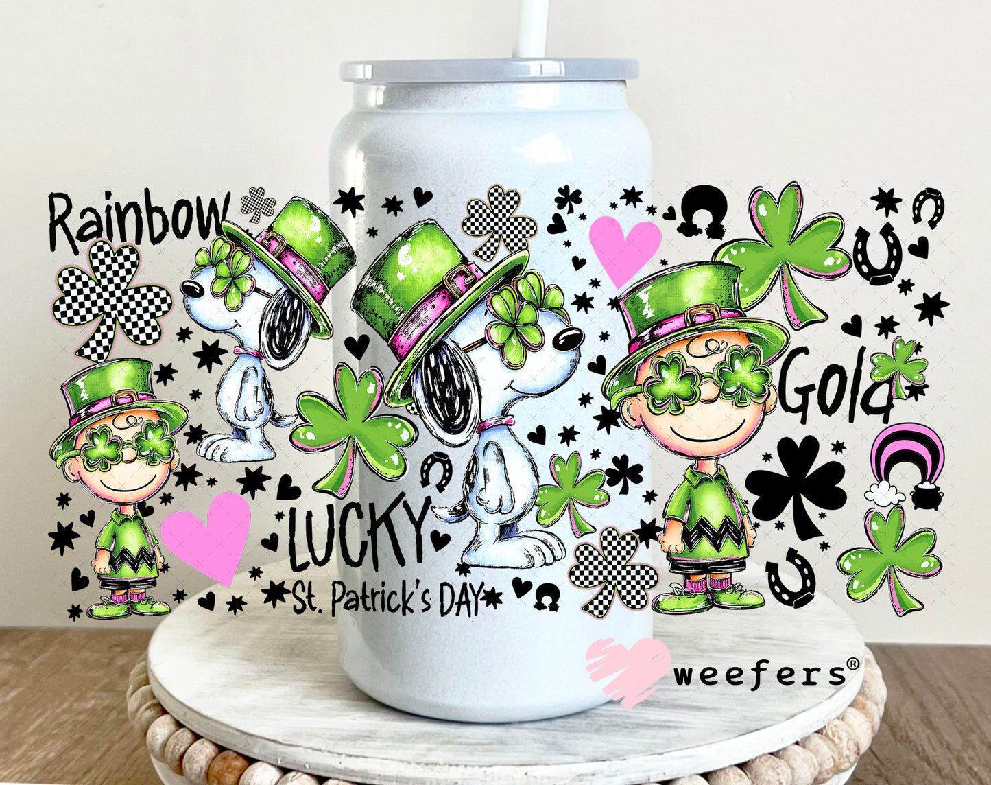 UV DTF Cup Wrap – Snoop St Patty 16oz Glass Can Generic Weefers