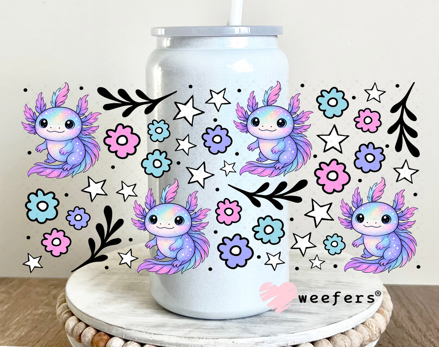 UV DTF Cup Wrap – Axolotl Purple 16oz Glass Can Generic Weefers