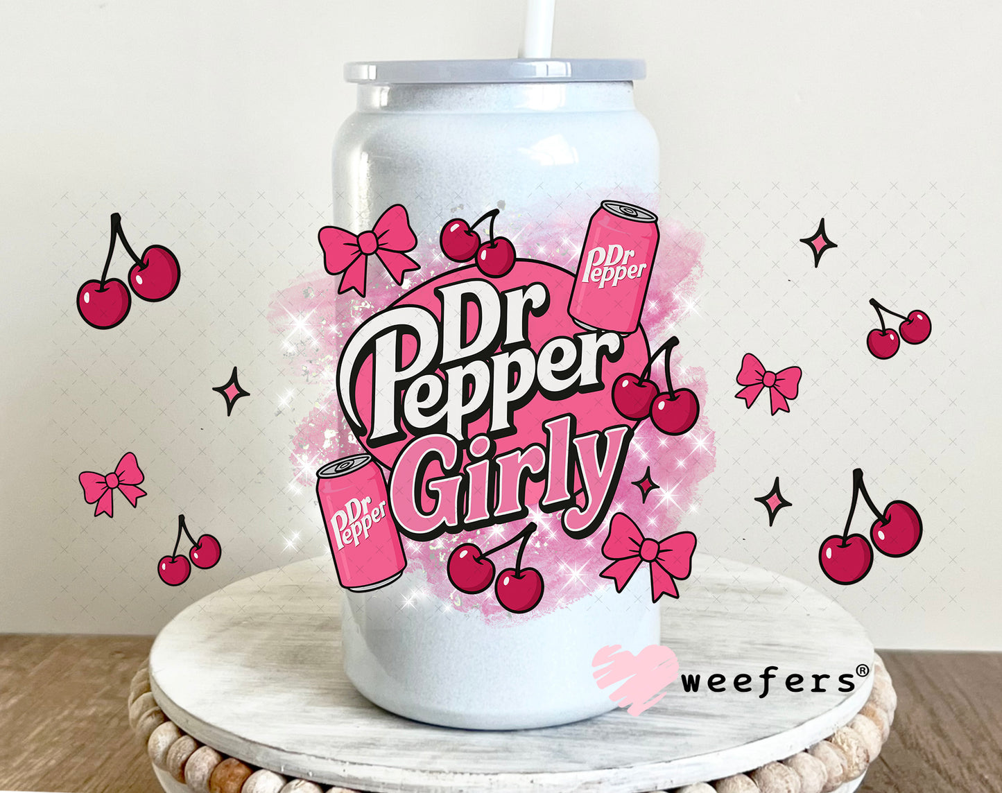 UV DTF Cup Wrap – Dr Pepper Girly 16oz Glass Can Generic Weefers