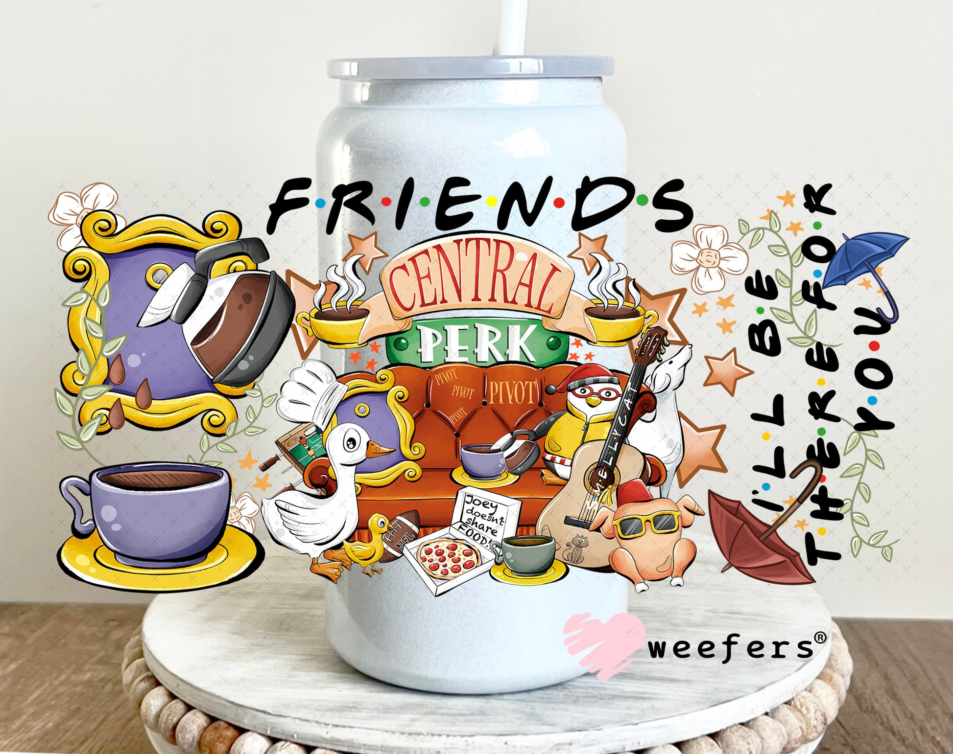 UV DTF Cup Wrap – Friends Central Perk 16oz Glass Can Generic Weefers