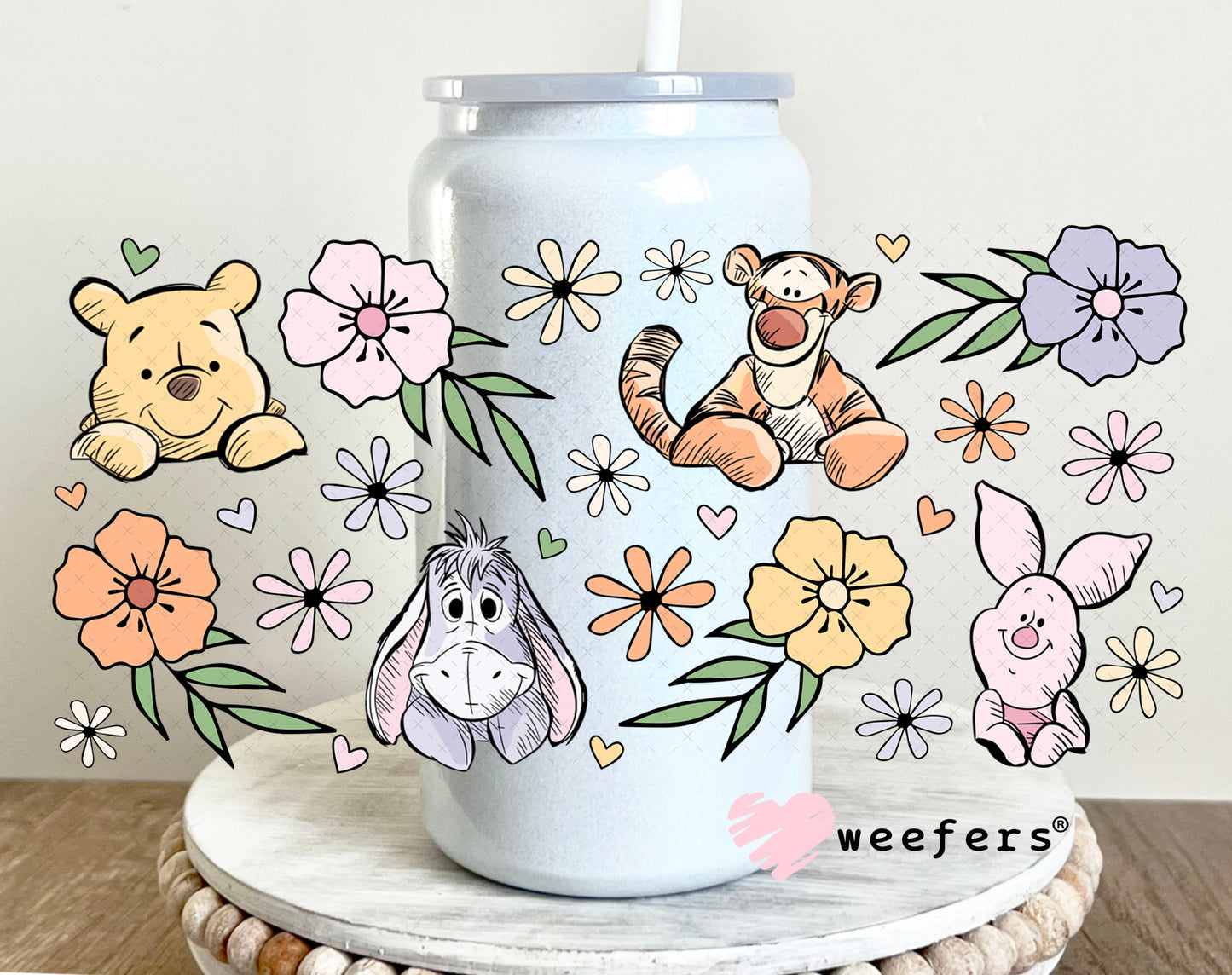 UV DTF Cup Wrap – Pooh Ver 1 16oz Glass Can Generic Weefers