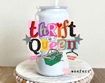 UV DTF Decal - Thrift Queen 16oz Glass Can Generic Weefers