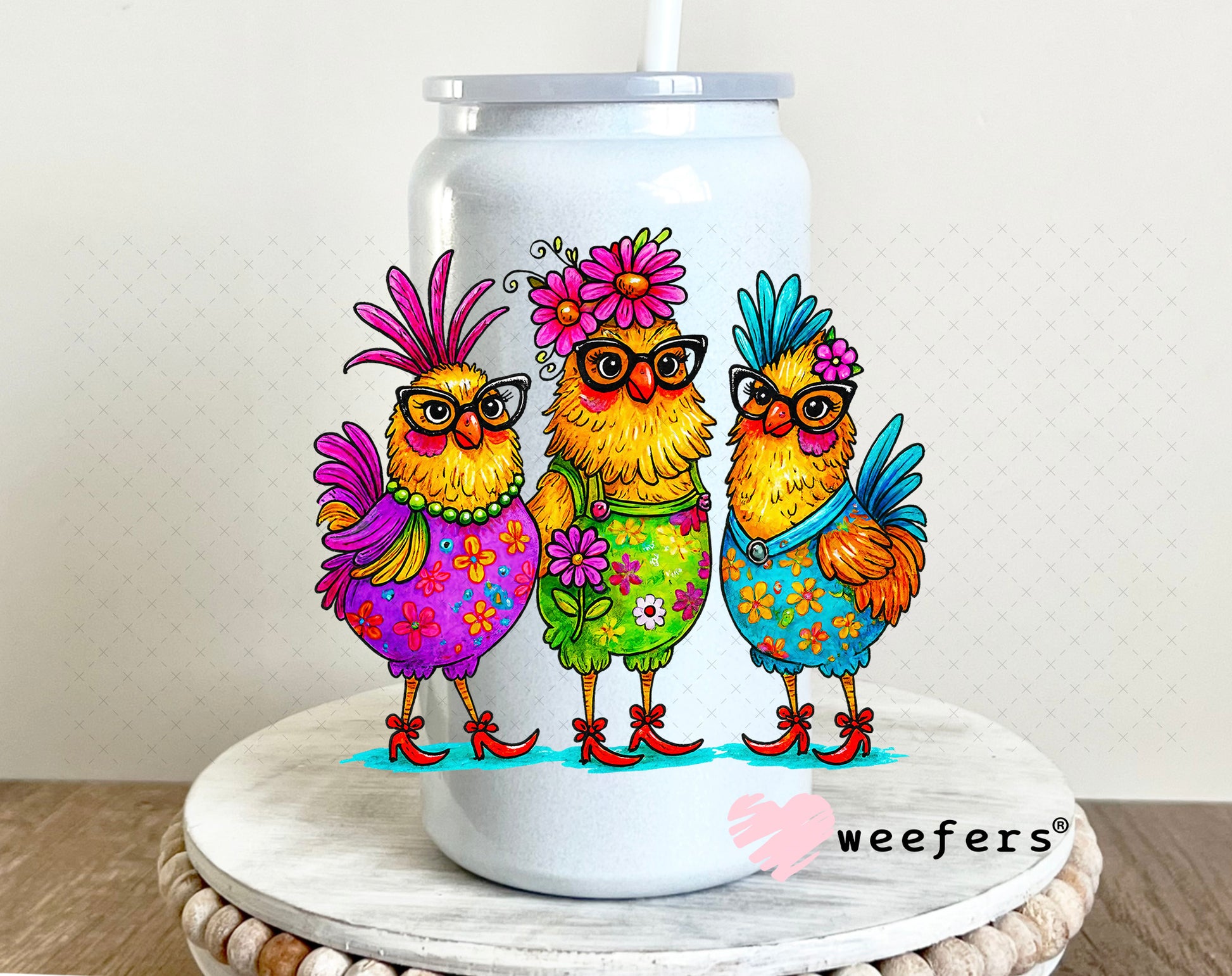 UV DTF Decal - Bougee Chicken Ladies 16oz Glass Can Generic Weefers