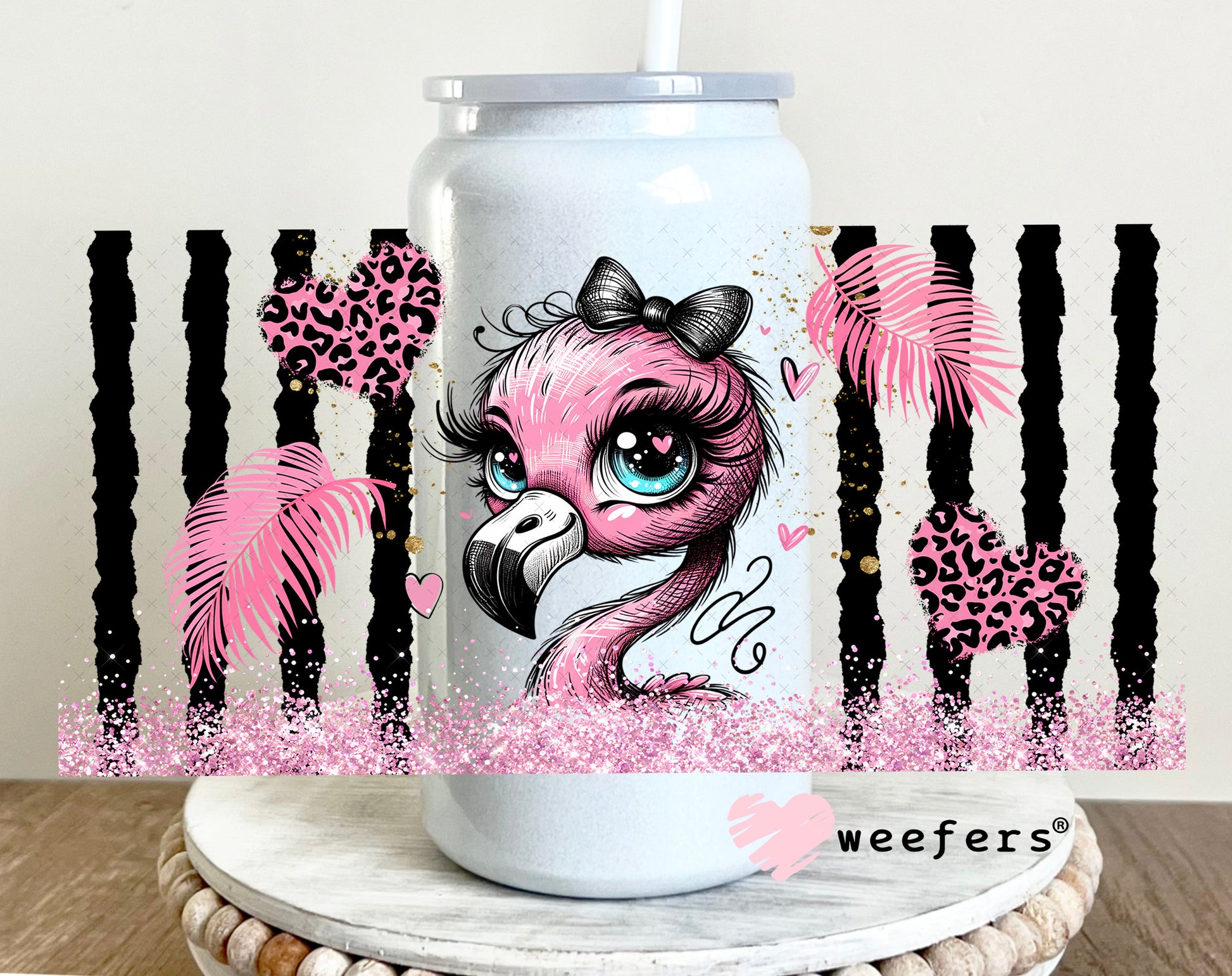 UV DTF Cup Wrap – Bougee Flamingo 16oz Glass Can Generic Weefers