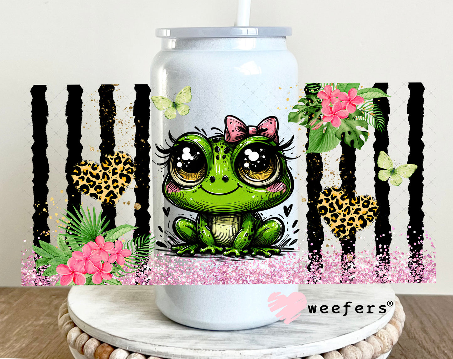 UV DTF Cup Wrap – Bougee Frog 16oz Glass Can Generic Weefers