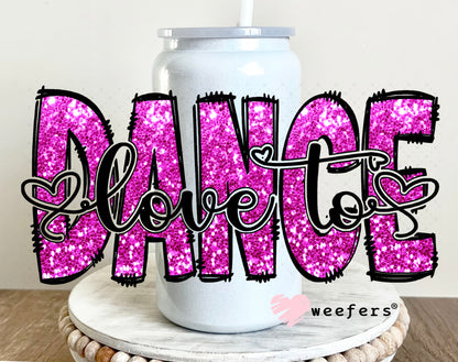UV DTF Cup Wrap – Love to Dance 16oz Glass Can Generic Weefers