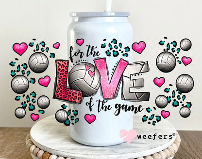 UV DTF Cup Wrap – For the Love of the Game Volleyball 16oz Glass Can Generic Weefers