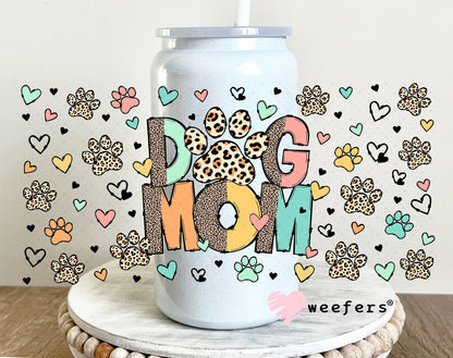 UV DTF Cup Wrap – Dog Mom Leopard Paws 16oz Glass Can Generic Weefers