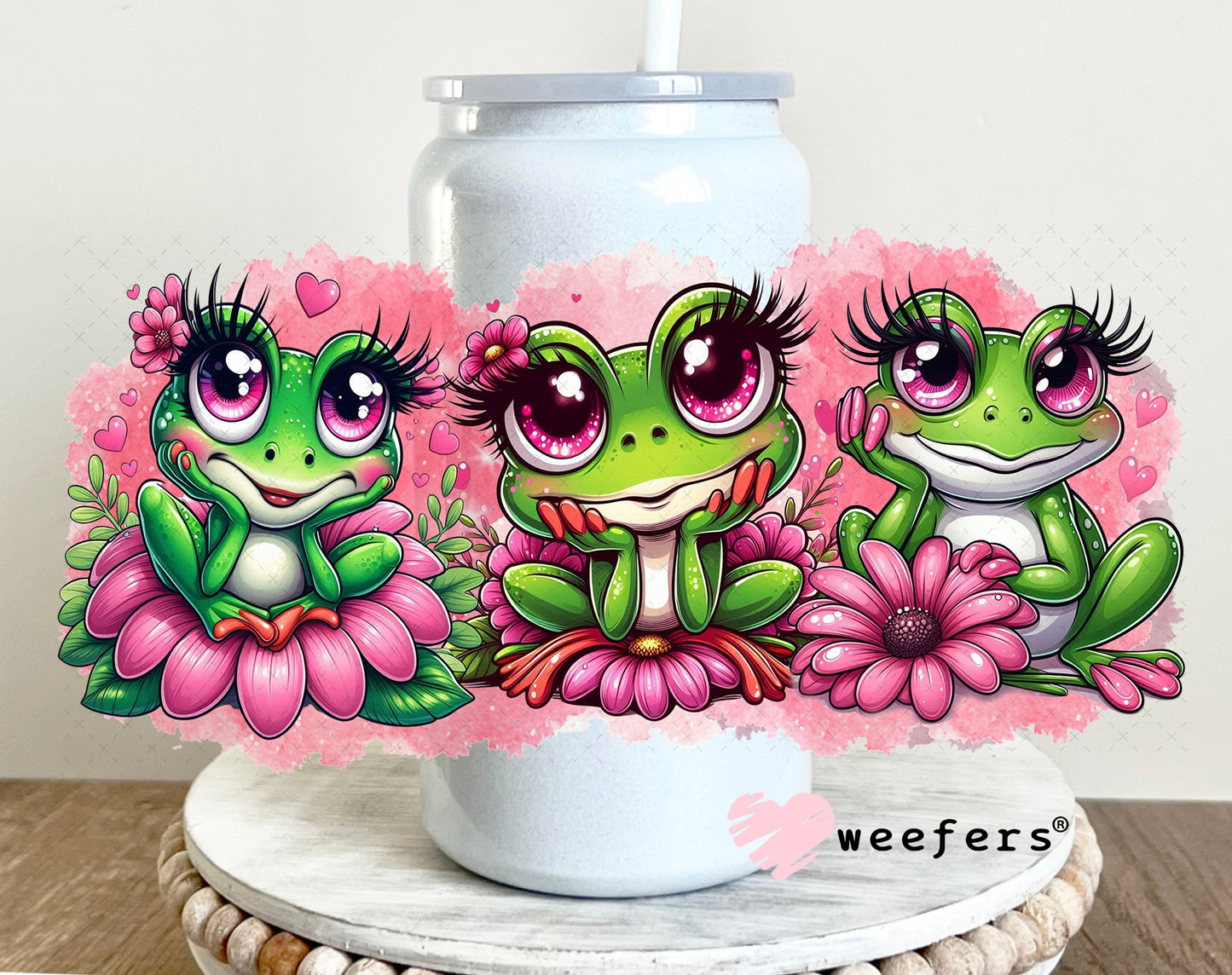 UV DTF Cup Wrap – Bougee Frog Girlfriends 16oz Glass Can Generic Weefers