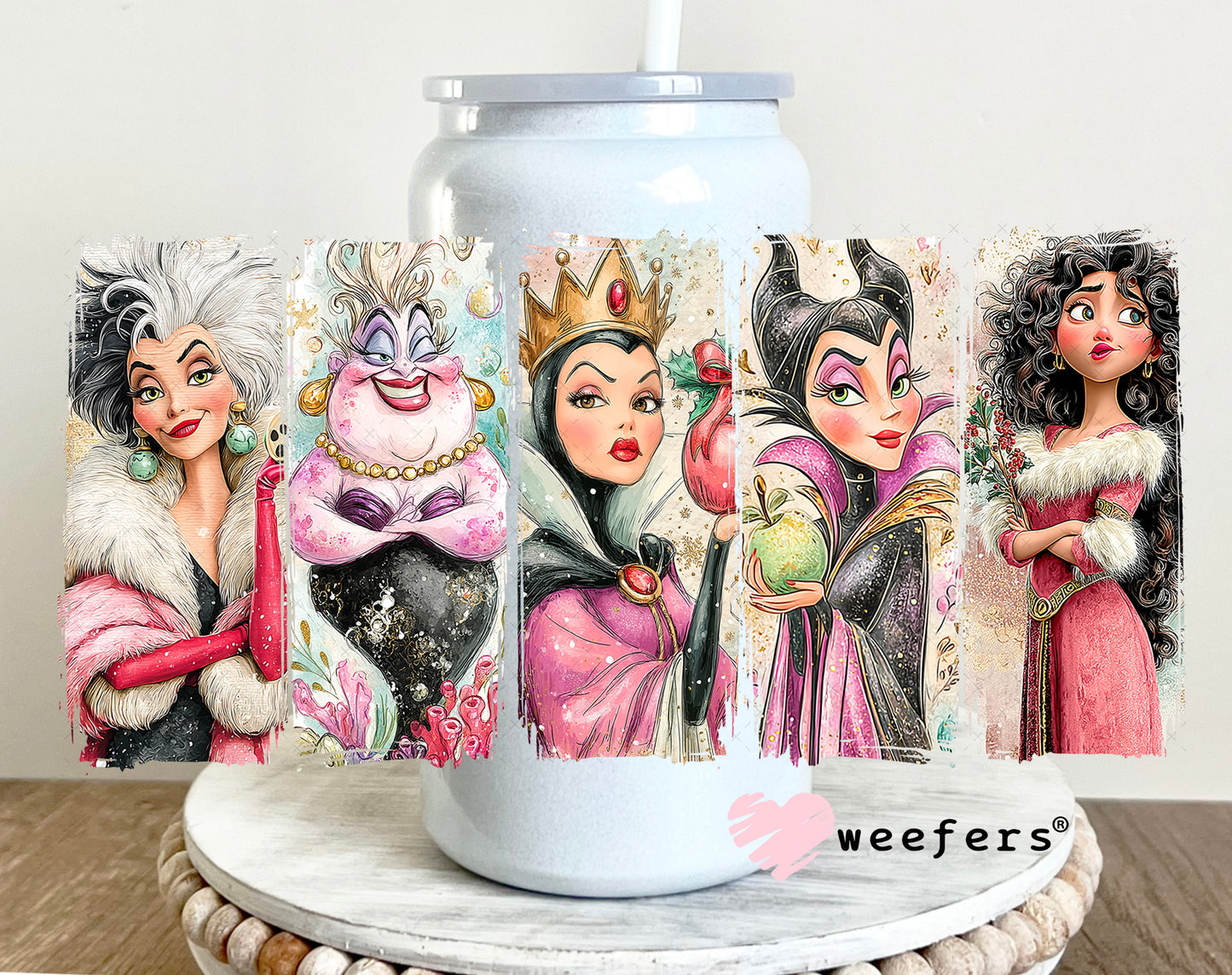 UV DTF Cup Wrap – The Villians 16oz Glass Can Generic Weefers