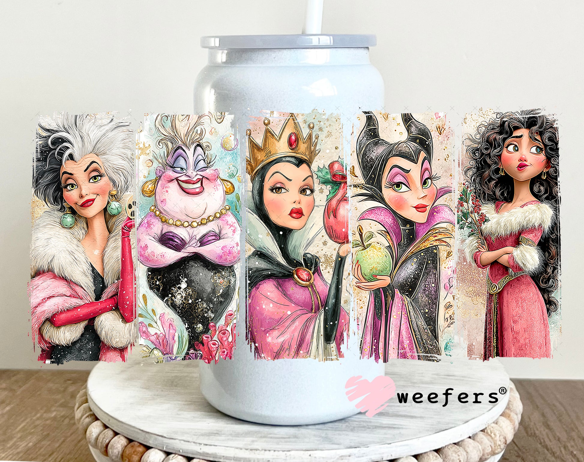 UV DTF Cup Wrap – The Villians 16oz Glass Can Generic Weefers