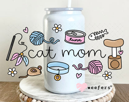 UV DTF Cup Wrap – Cat Mom Toys 16oz Glass Can Generic Weefers