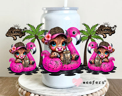 UV DTF Cup Wrap – Highland Cow Flamingo Floatie