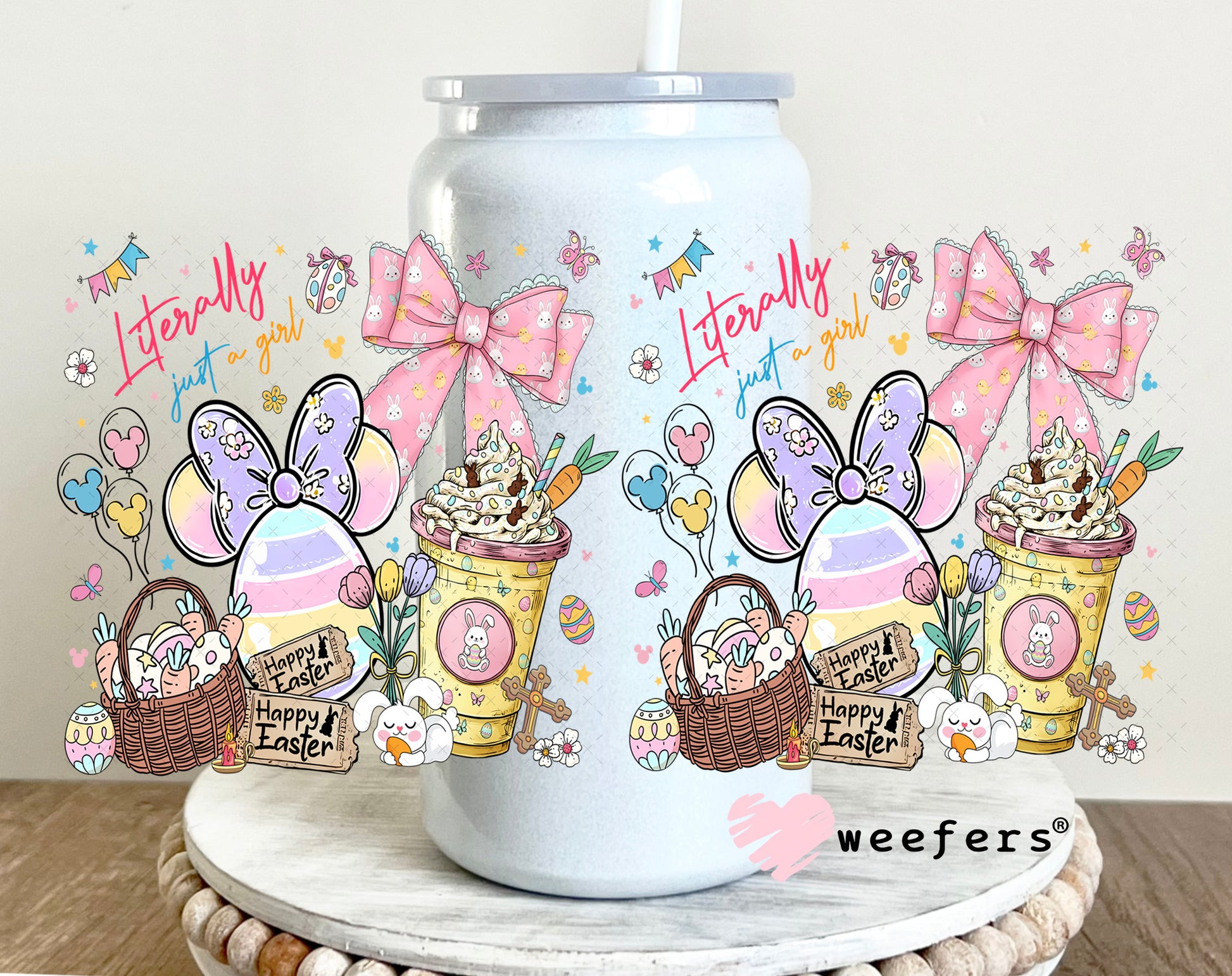 UV DTF Cup Wrap – Literally Just a Girl Easter 16oz Glass Can Generic Weefers