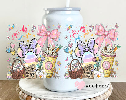 UV DTF Cup Wrap – Literally Just a Girl Easter 16oz Glass Can Generic Weefers