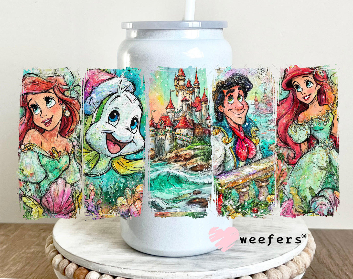 UV DTF Cup Wrap – Mermaid 16oz Glass Can Generic Weefers