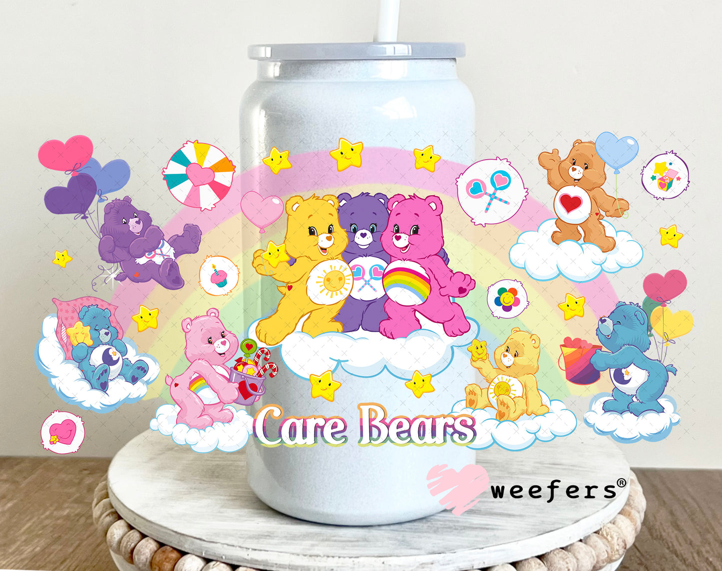 UV DTF Cup Wrap – Bears Care 16oz Glass Can Generic Weefers