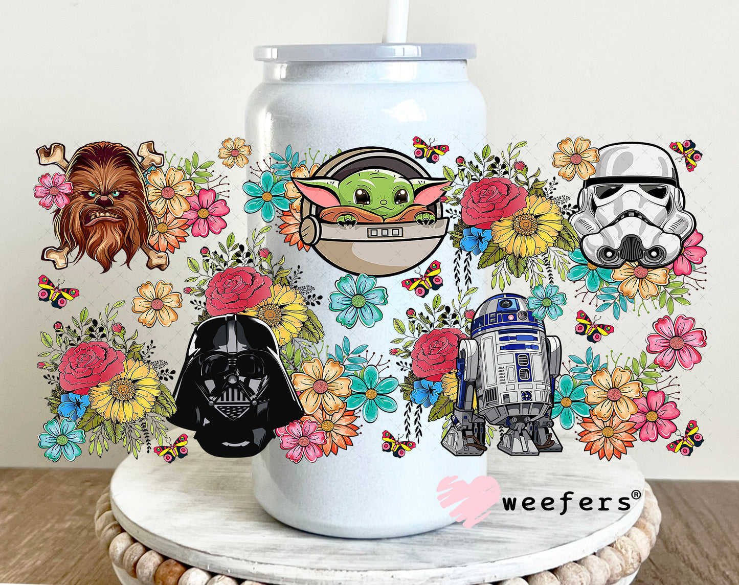 UV DTF Cup Wrap – Star Wars Friends 16oz Glass Can Generic Weefers