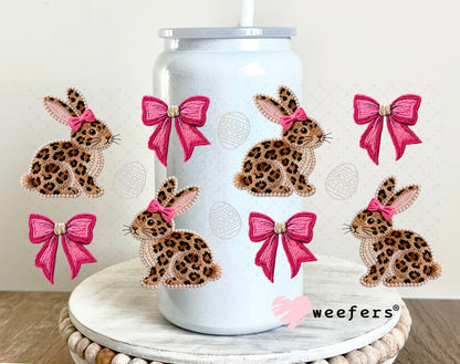 UV DTF Cup Wrap – Leopard Bunnies - Weefers Exclusive 16oz Glass Can Generic Weefers