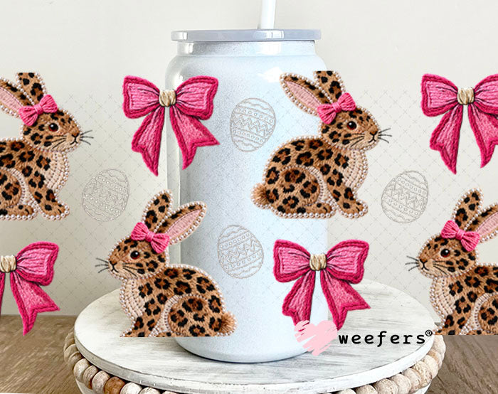 UV DTF Cup Wrap – Leopard Bunnies - Weefers Exclusive 16oz Glass Can Generic Cup Wrap Weefers