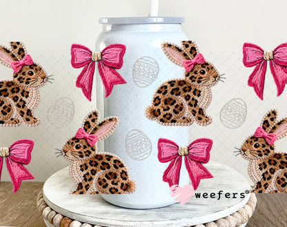 UV DTF Cup Wrap – Leopard Bunnies - Weefers Exclusive 16oz Glass Can Generic Cup Wrap Weefers