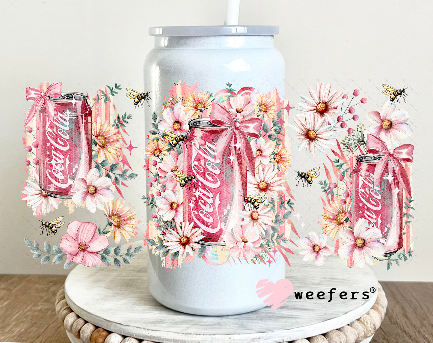 UV DTF Cup Wrap – Cola Floral Soda 16oz Glass Can Generic Weefers