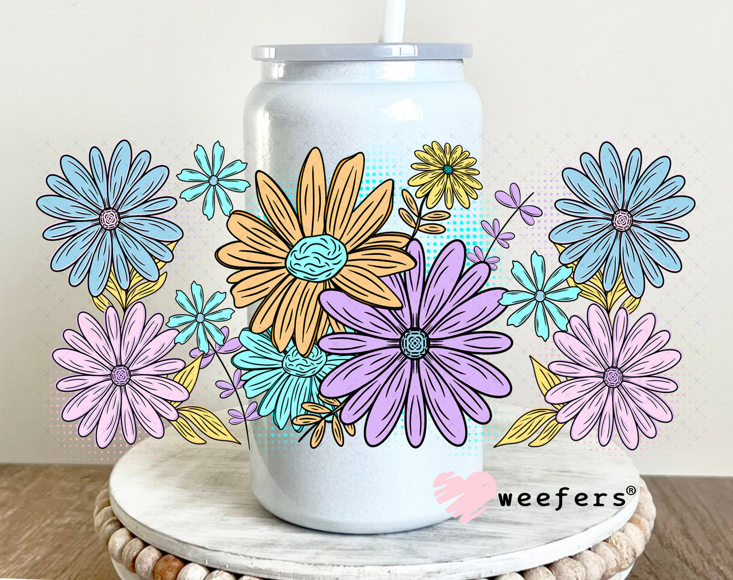 UV DTF Cup Wrap – Spring Flowers 16oz Glass Can Generic Weefers