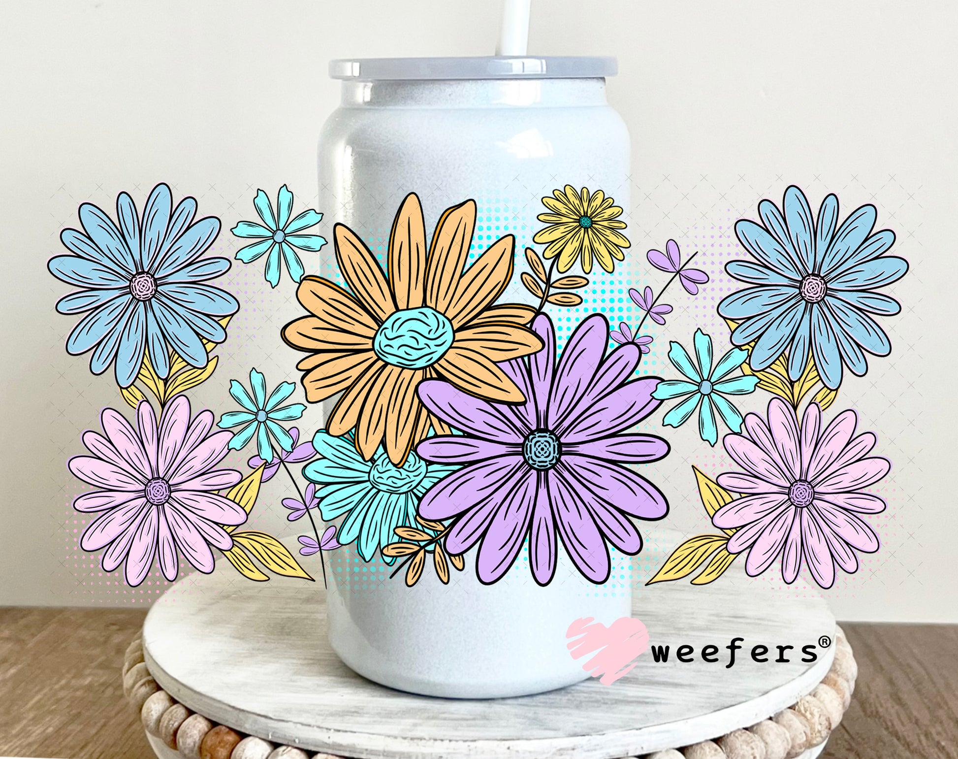 UV DTF Cup Wrap – Spring Flowers 16oz Glass Can Generic Weefers