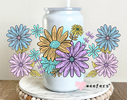 UV DTF Cup Wrap – Spring Flowers 16oz Glass Can Generic Weefers