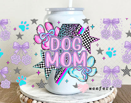 UV DTF Cup Wrap – Dog Mom Lilac Blue - Weefers® Exclusive 16oz Glass Can Generic Cup Wrap Weefers