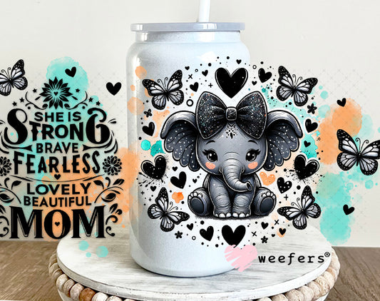 UV DTF Cup Wrap – She is Strong 16oz Glass Can Generic Weefers