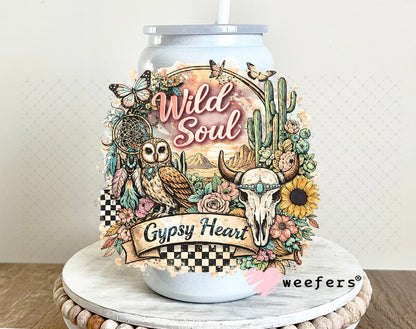 UV DTF Decal - Wild Soul Gypsy Heart 16oz Glass Can Generic Weefers
