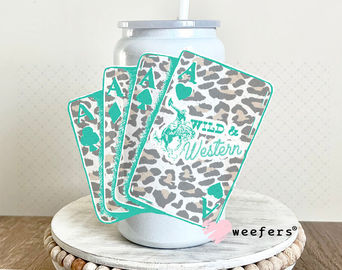 UV DTF Decal - Wild Western Cards 16oz Glass Can Generic Weefers