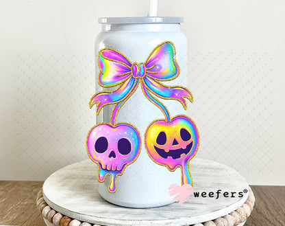 UV DTF Decal - Iridescent Skull Cherries 16oz Glass Can Generic Weefers