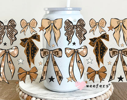 UV DTF Cup Wrap – Brown Leopard Bows 16oz Glass Can Generic Weefers