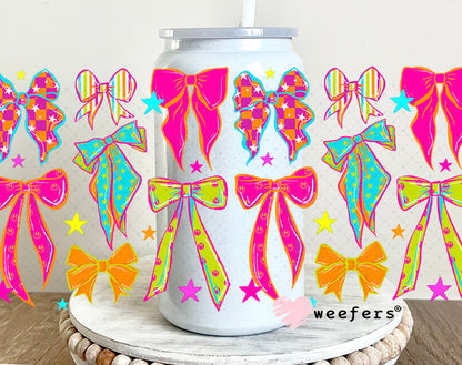 UV DTF Cup Wrap – Retro Bright Bows 16oz Glass Can Generic Weefers