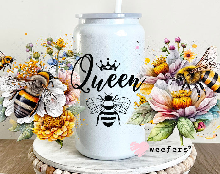 UV DTF Cup Wrap – Queen Bee 16oz Glass Can Generic Weefers