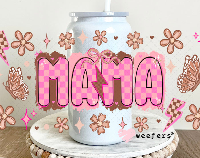UV DTF Cup Wrap – Mama Brown and Pink 16oz Glass Can Generic Weefers