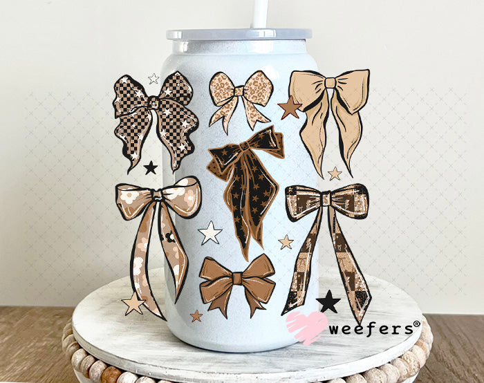 UV DTF Decal - Brown Leopard Checkered Bows