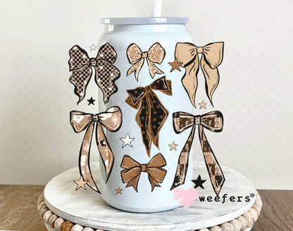 UV DTF Decal - Brown Leopard Checkered Bows