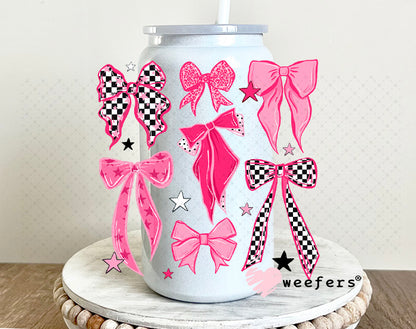 UV DTF Decal - Pink Checkered Bows