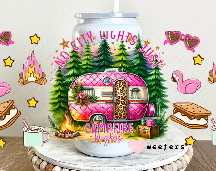 UV DTF Cup Wrap – No City Lights Just Campfire Nights - Weefers Exclusive 16oz Glass Can Generic Cup Wrap Weefers