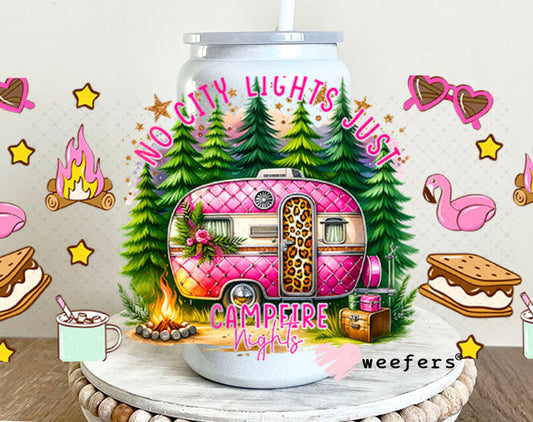 UV DTF Cup Wrap – No City Lights Just Campfire Nights - Weefers Exclusive 16oz Glass Can Generic Cup Wrap Weefers