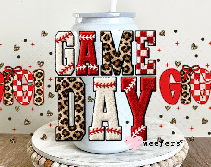 UV DTF Cup Wrap – Game Day Gigi Baseball - Weefers Exclusive 16oz Glass Can Generic Cup Wrap Weefers