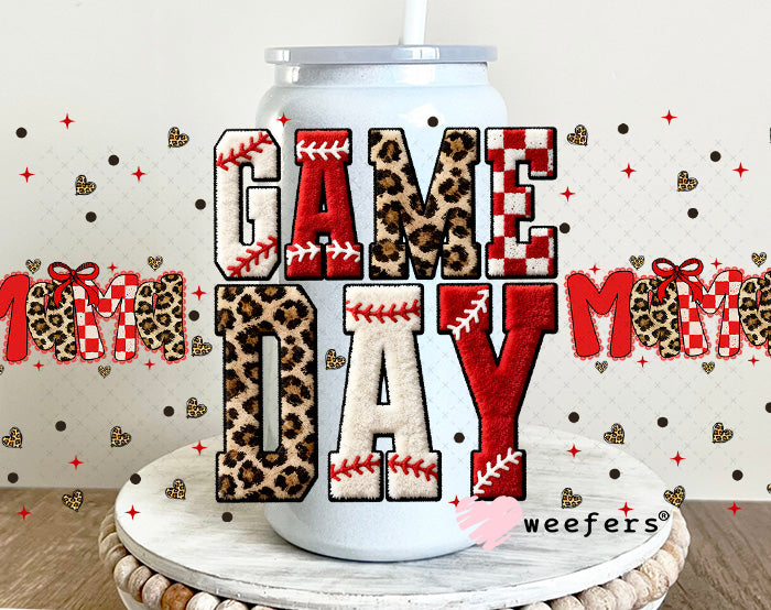 UV DTF Cup Wrap – Game Day Mama Baseball - Weefers Exclusive 16oz Glass Can Generic Weefers