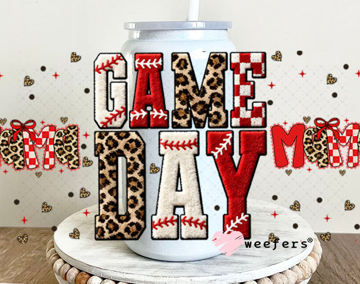 UV DTF Cup Wrap – Game Day Mama Baseball - Weefers Exclusive 16oz Glass Can Generic Cup Wrap Weefers