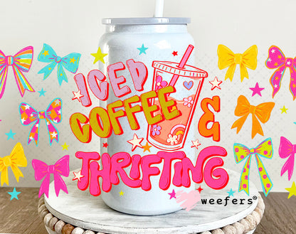 UV DTF Cup Wrap – Iced Coffee and Thrifting - Weefers Exclusive 16oz Glass Can Generic Weefers
