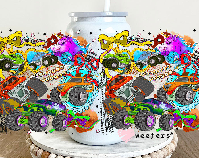 UV DTF Cup Wrap – Monster Truck 16oz Glass Can Generic Weefers
